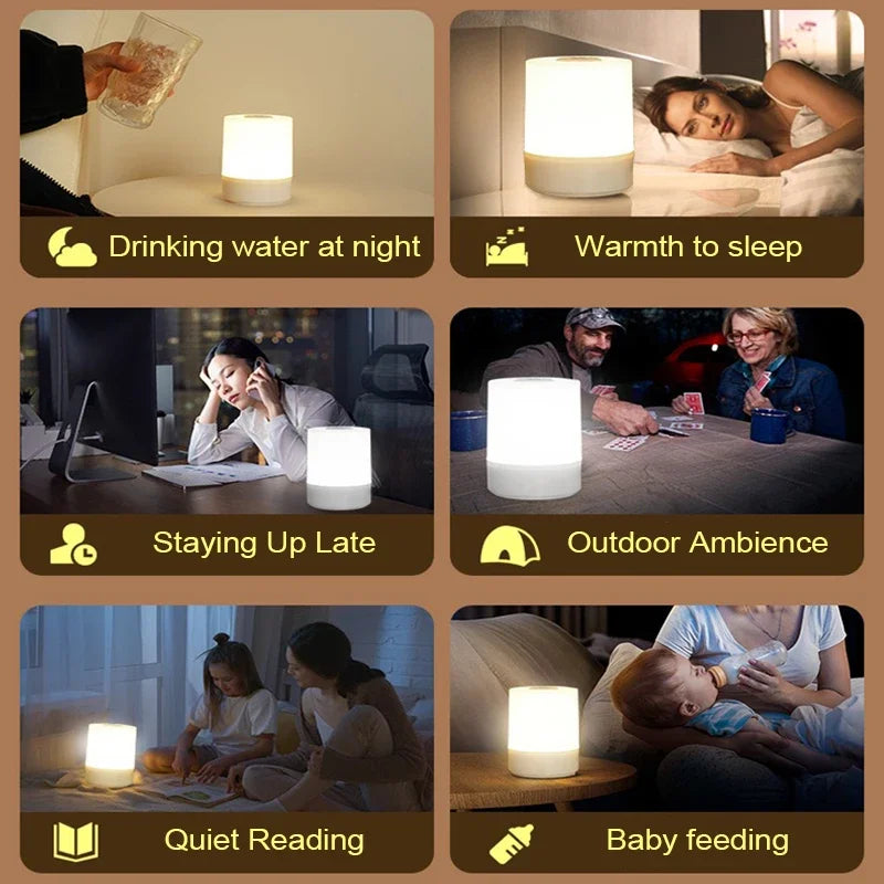 Led Night Lights Bedside Dimmable Charging Desktop Night Lamps