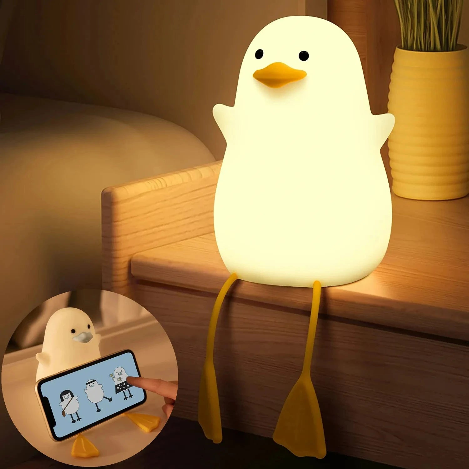 Cute happy  Duckling silicone Lamp