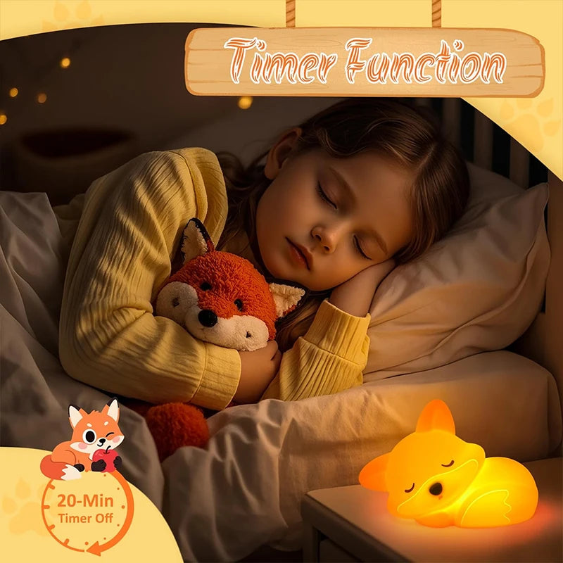 Fox Night Light, Squishy Silicone Lamp