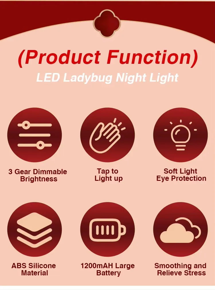 Ladybug Red Cute Silicone Lamp