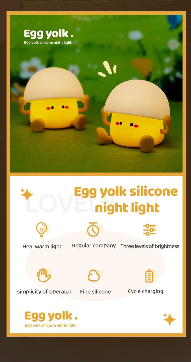 Cute Night Light Egg Yolk Lamp Mushroom Lamp