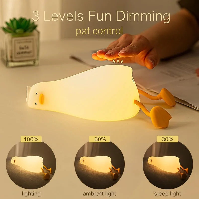 Cute laying  Duckling silicone Lamp