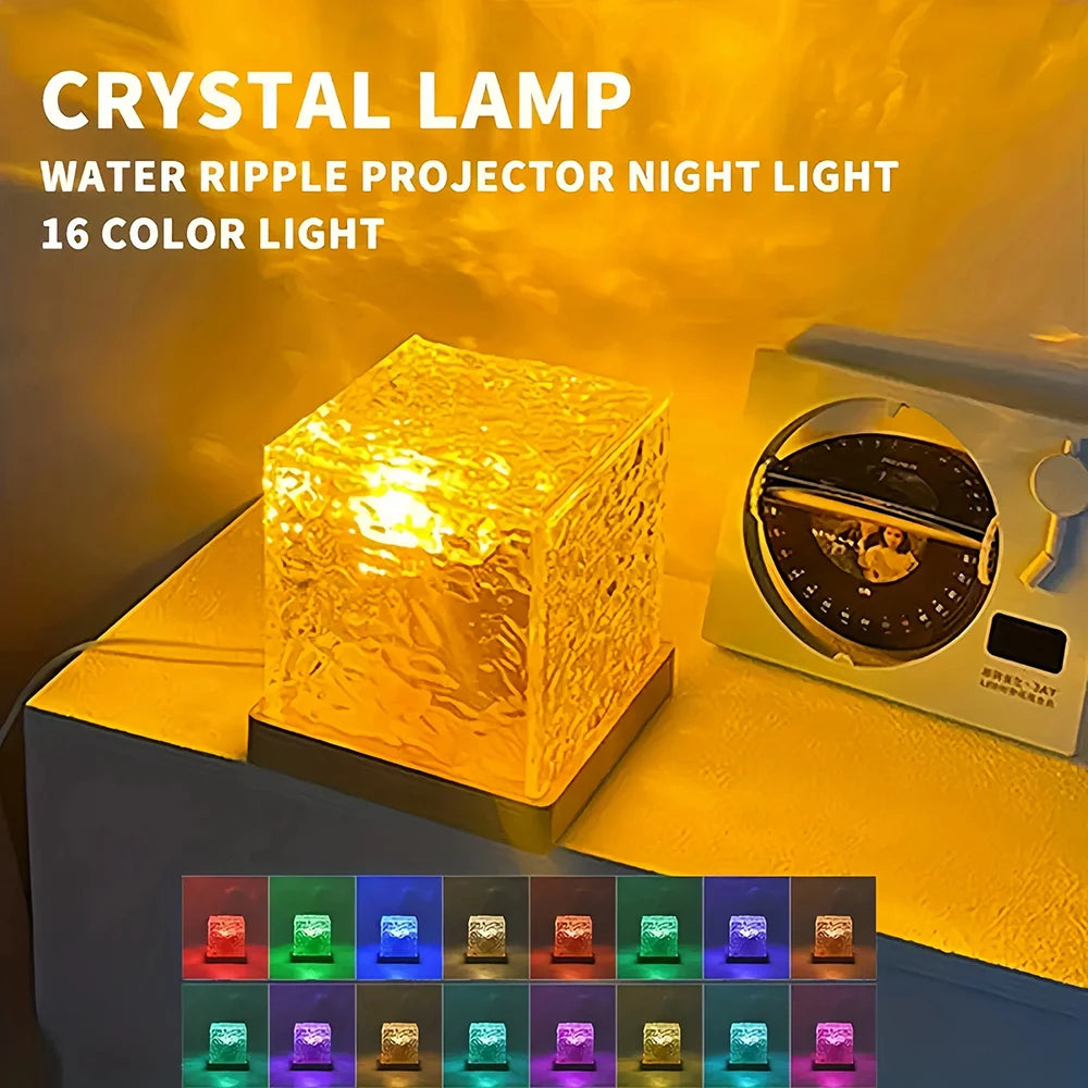 New RGB 16 Colors Night Light Remote Ocean Wave Projection Lamp