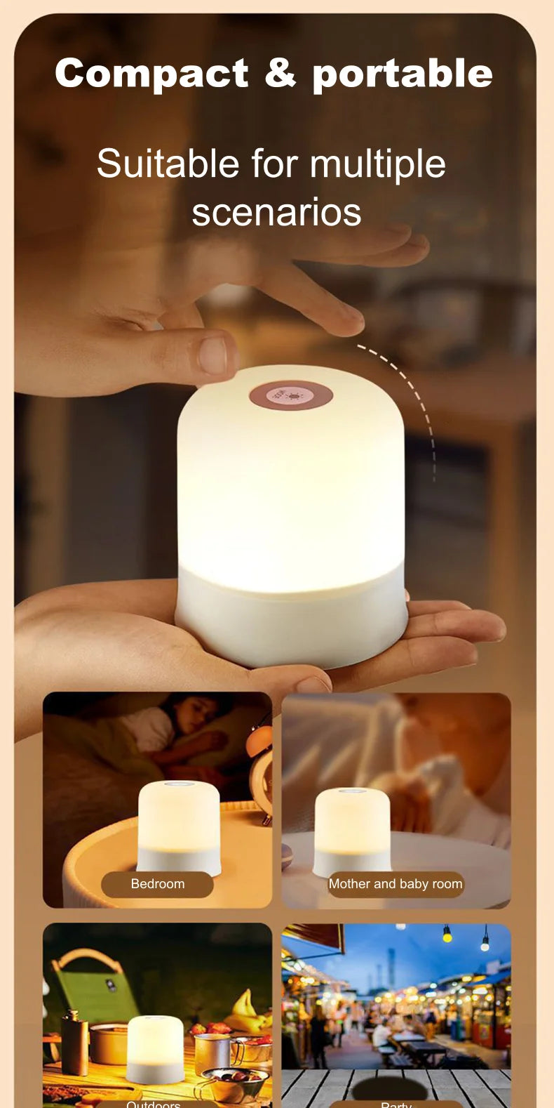 Bedside Led Night Lights Dimmable USB Powered Charging