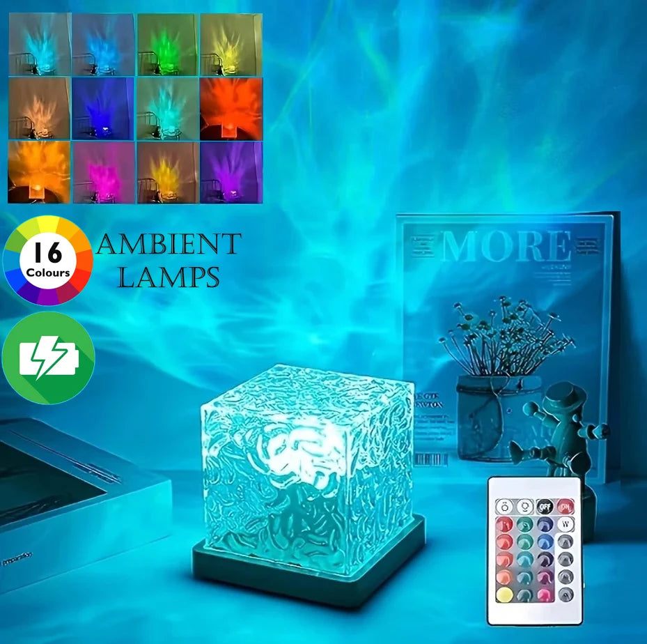 New RGB 16 Colors Night Light Remote Ocean Wave Projection Lamp