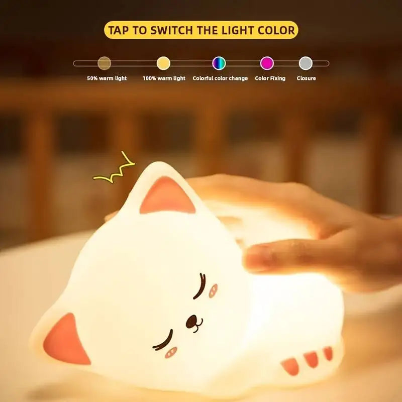 Sleepy Cat Night Light silicone lamp