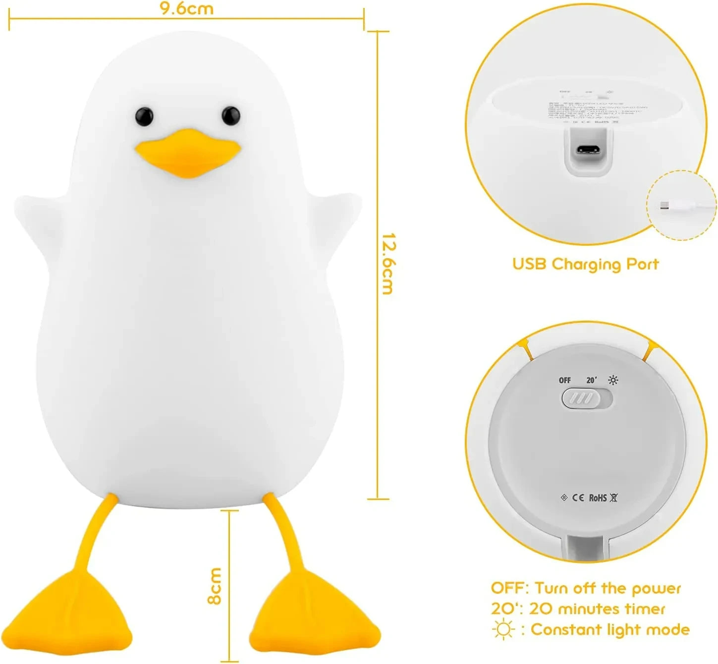 Cute happy  Duckling silicone Lamp