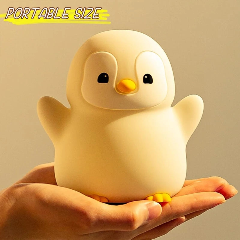 Penguin Nursery Night Light, Squishy Silicone Lamp