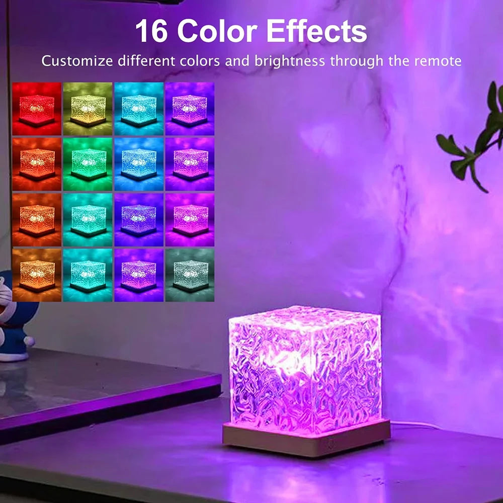 New RGB 16 Colors Night Light Remote Ocean Wave Projection Lamp