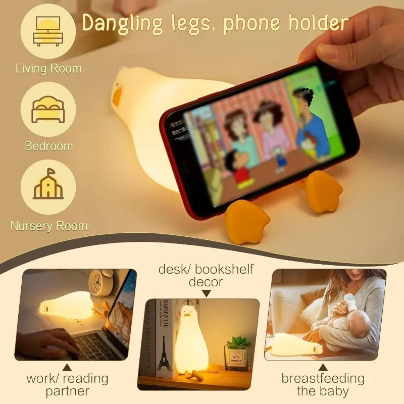 Cute laying  Duckling silicone Lamp