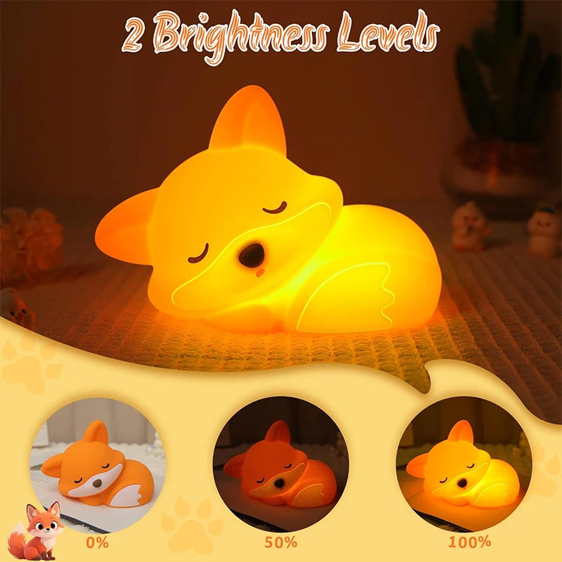 Fox Night Light, Squishy Silicone Lamp
