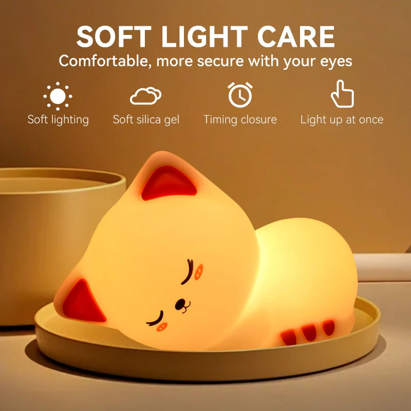 Sleepy Cat Night Light silicone lamp