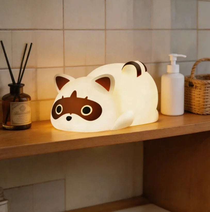 soft silicone raccoon light night