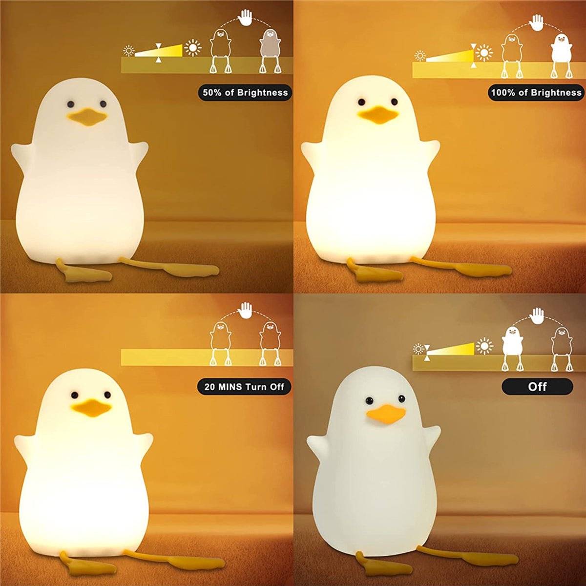 Cute happy  Duckling silicone Lamp