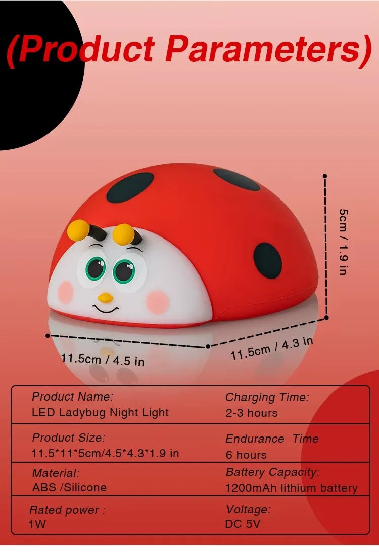 Ladybug Red Cute Silicone Lamp
