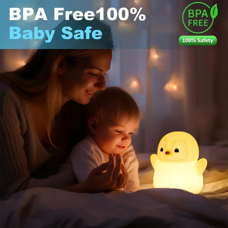 Penguin Nursery Night Light, Squishy Silicone Lamp