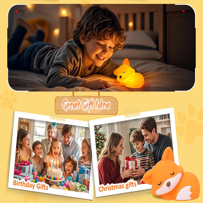 Fox Night Light, Squishy Silicone Lamp