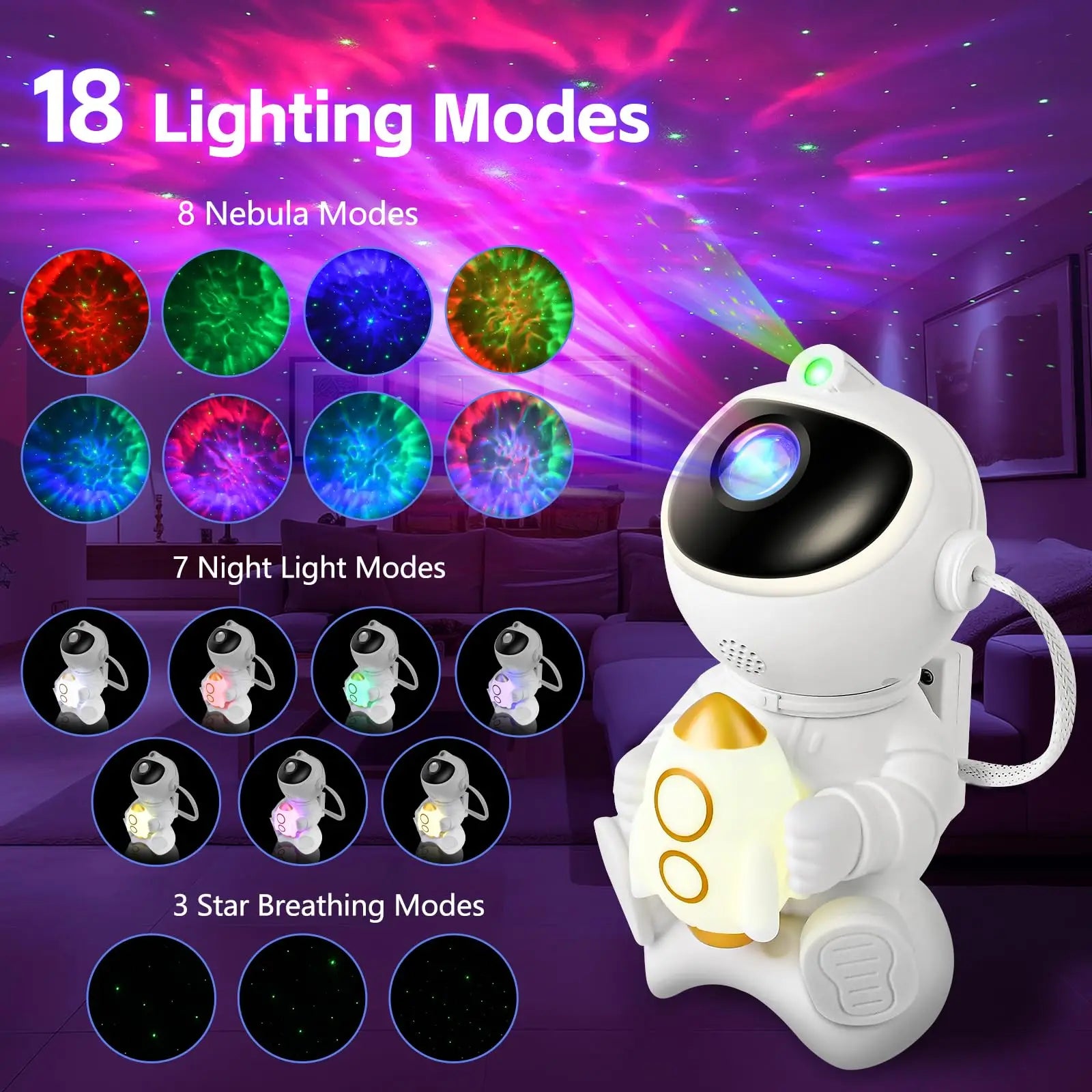 Astronaut LED Star Projector Night Light