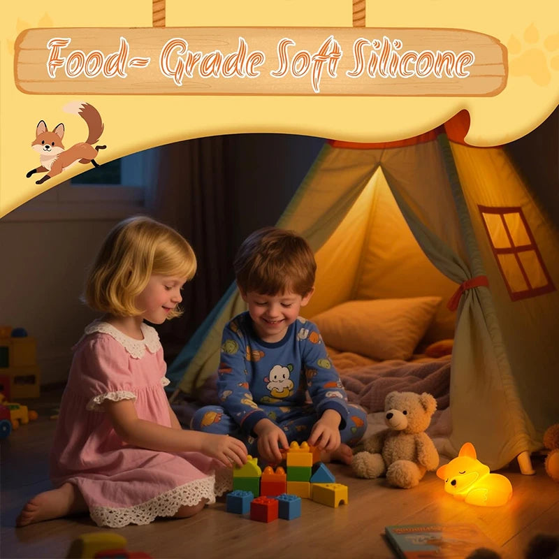 Fox Night Light, Squishy Silicone Lamp