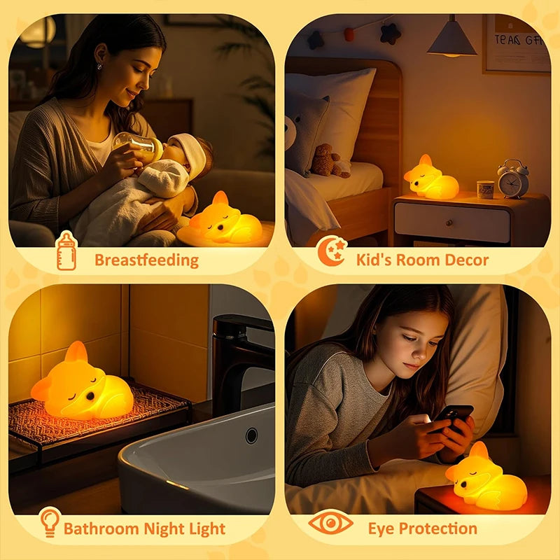 Fox Night Light, Squishy Silicone Lamp