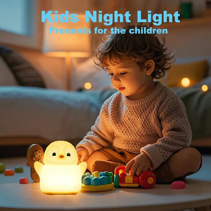 Penguin Nursery Night Light, Squishy Silicone Lamp