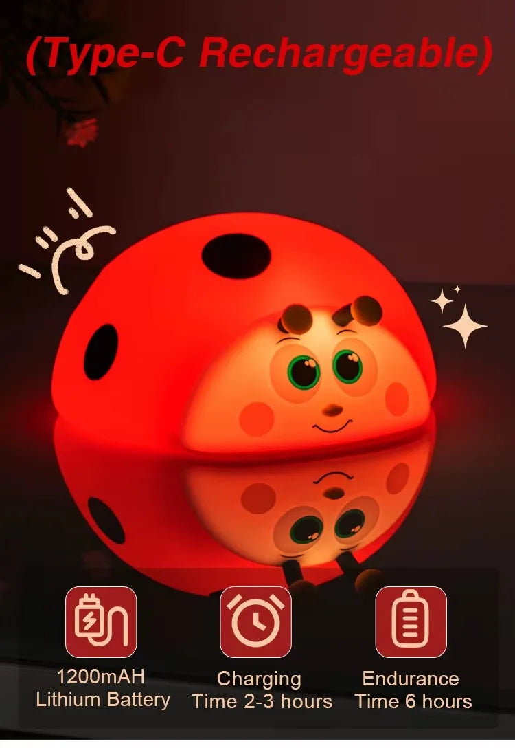 Ladybug Red Cute Silicone Lamp