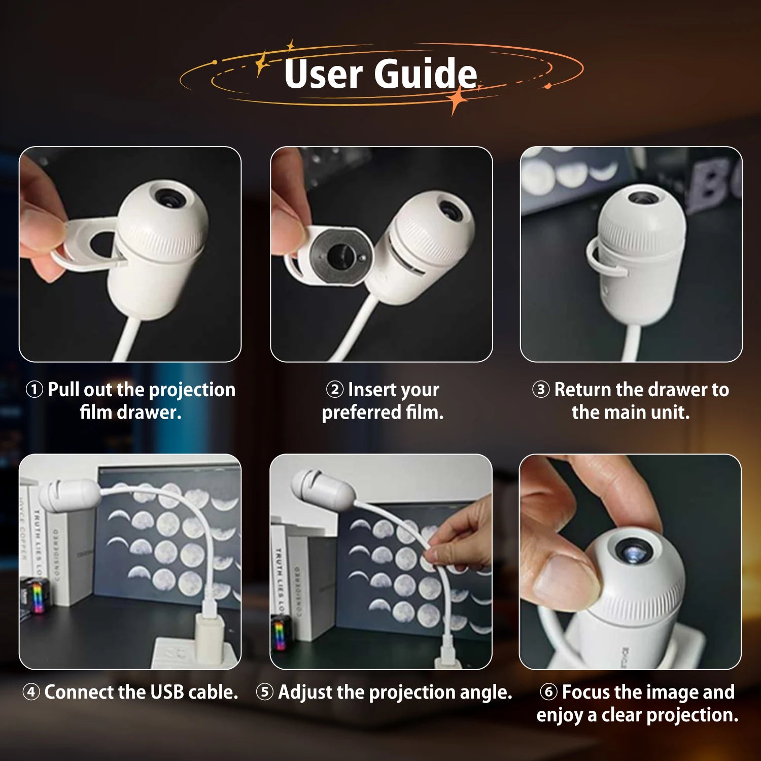 2-in-1 USB Ambient Light For Large Range Projection