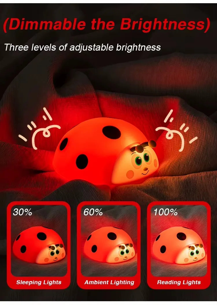 Ladybug Red Cute Silicone Lamp