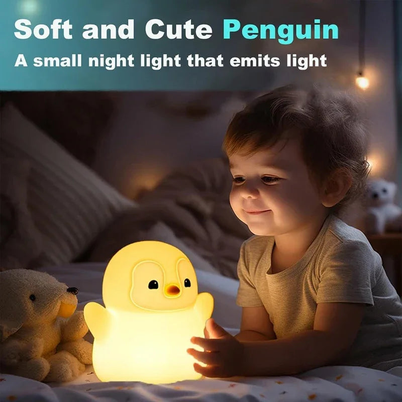 Penguin Nursery Night Light, Squishy Silicone Lamp