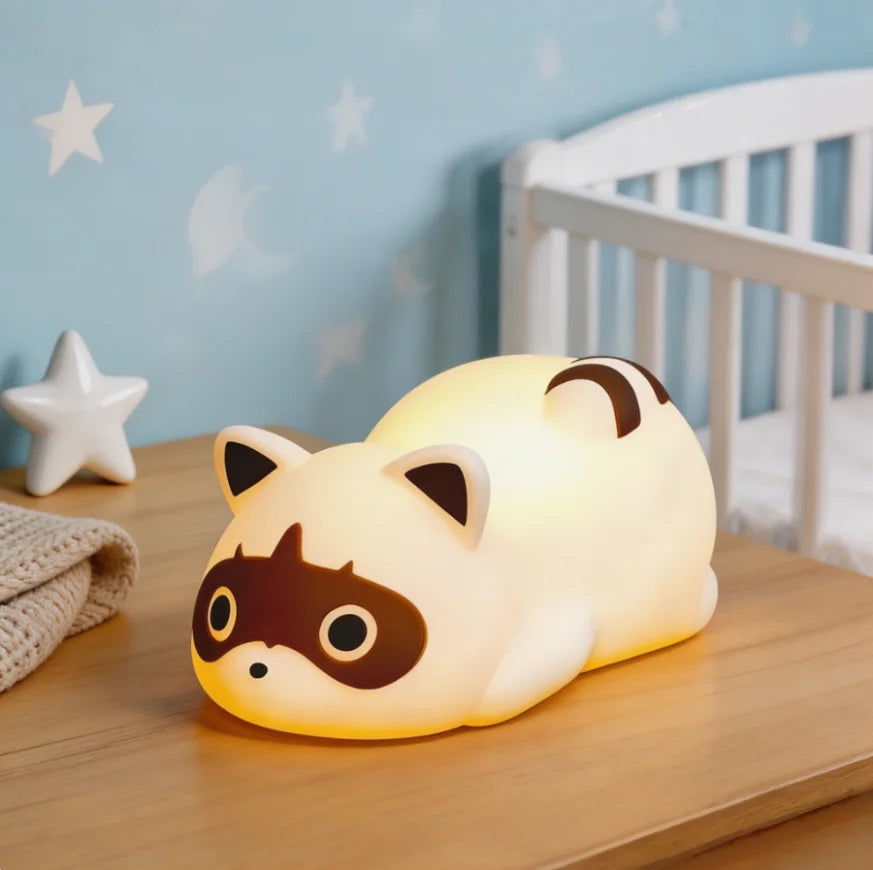 soft silicone raccoon light night