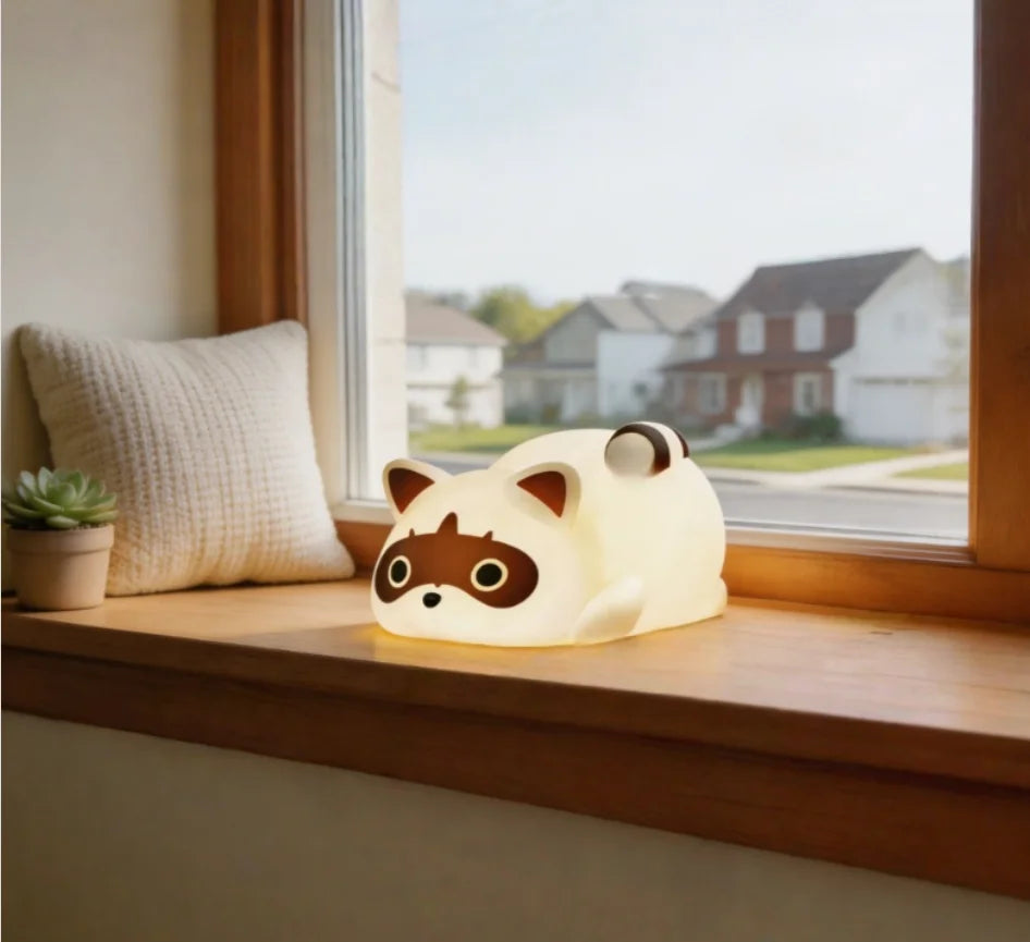 soft silicone raccoon light night