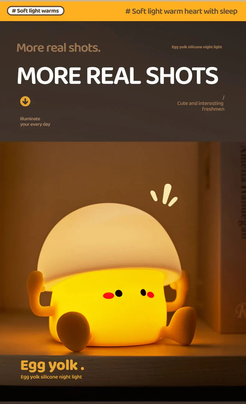 Cute Night Light Egg Yolk Lamp Mushroom Lamp