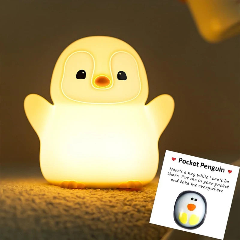 Penguin Nursery Night Light, Squishy Silicone Lamp