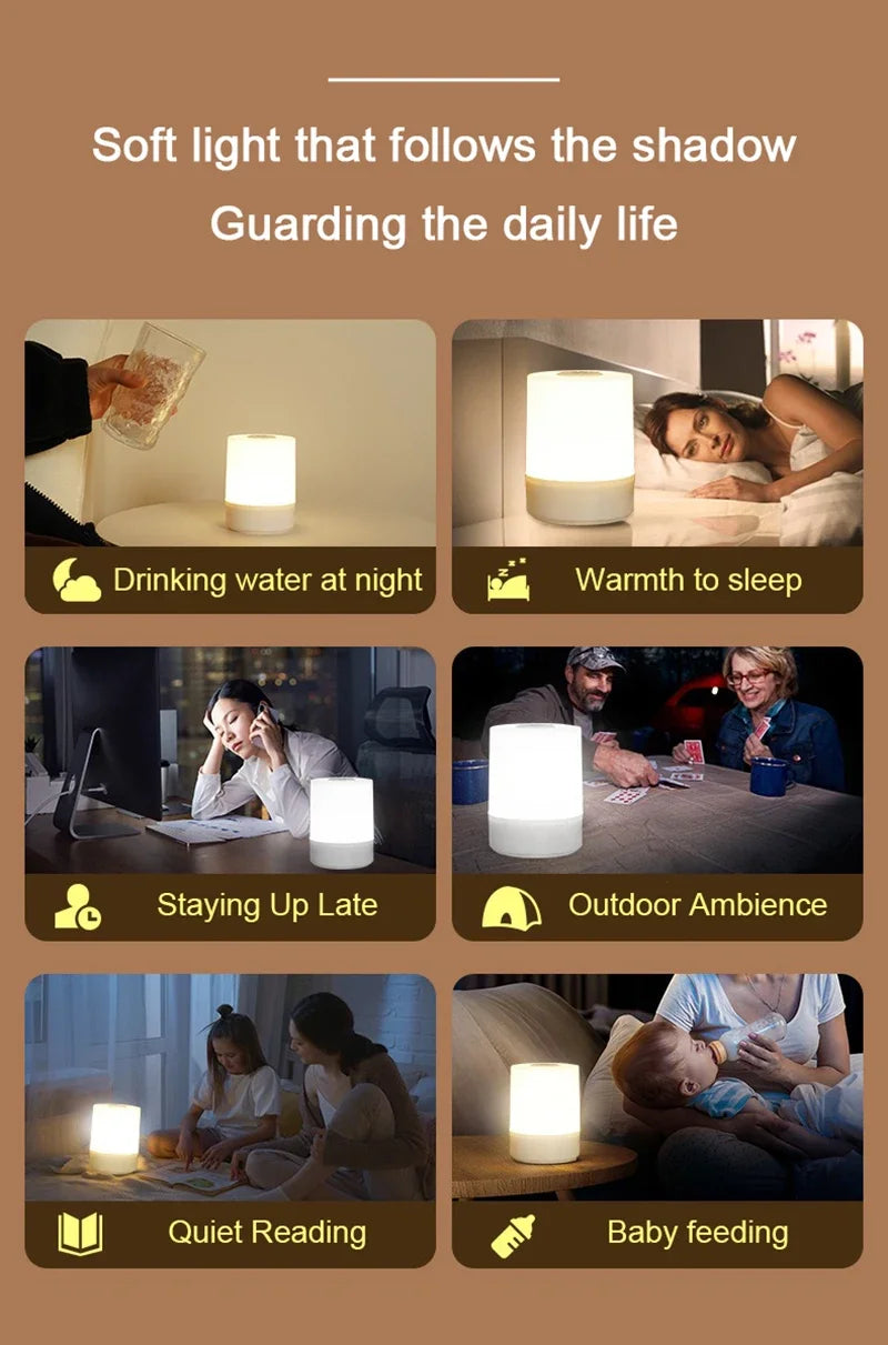 Led Night Lights Bedside Dimmable Charging Desktop Night Lamps