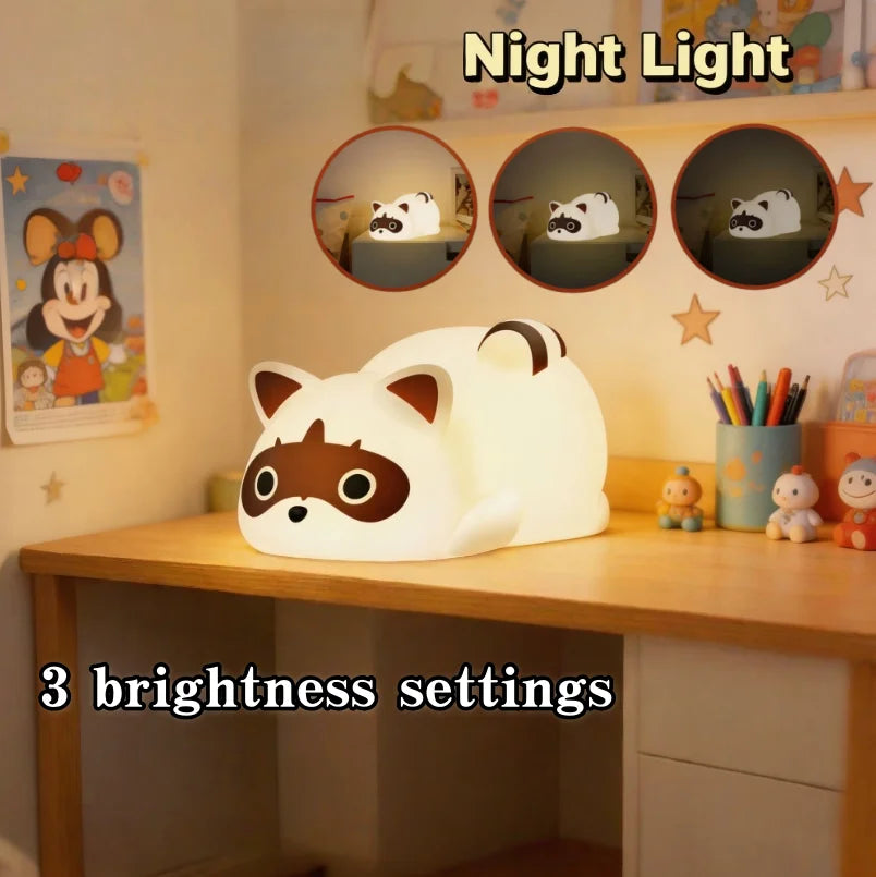 soft silicone raccoon light night