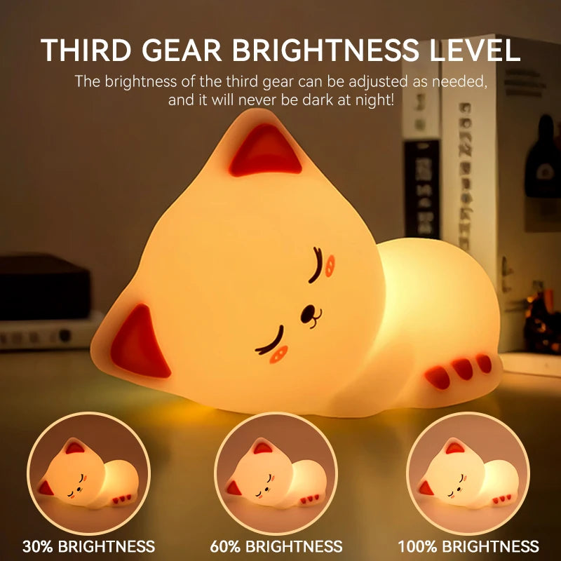 Sleepy Cat Night Light silicone lamp