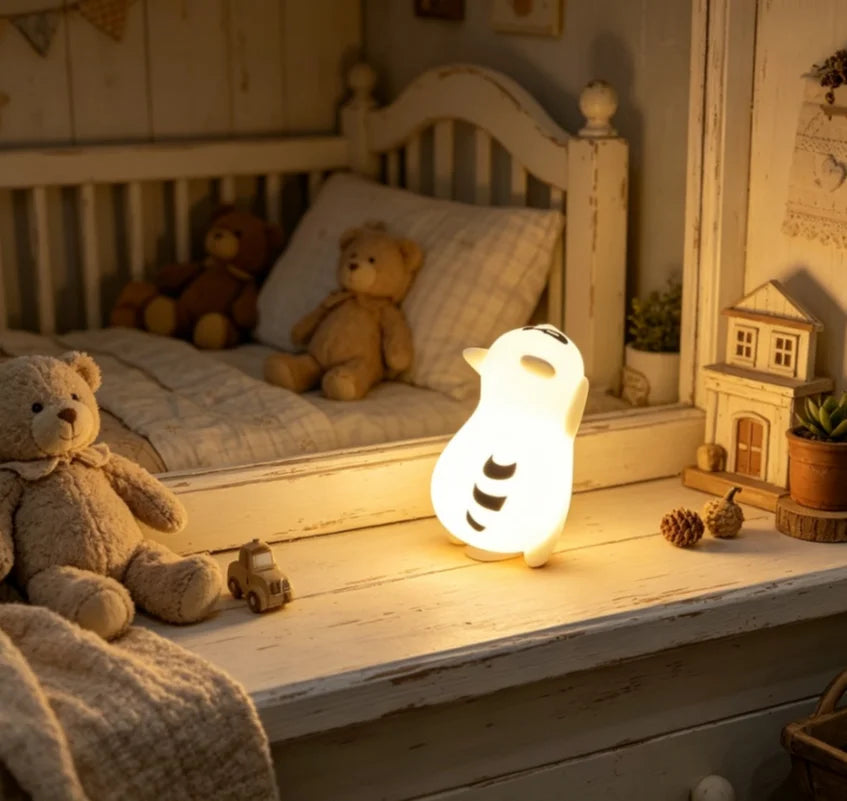 soft silicone raccoon light night