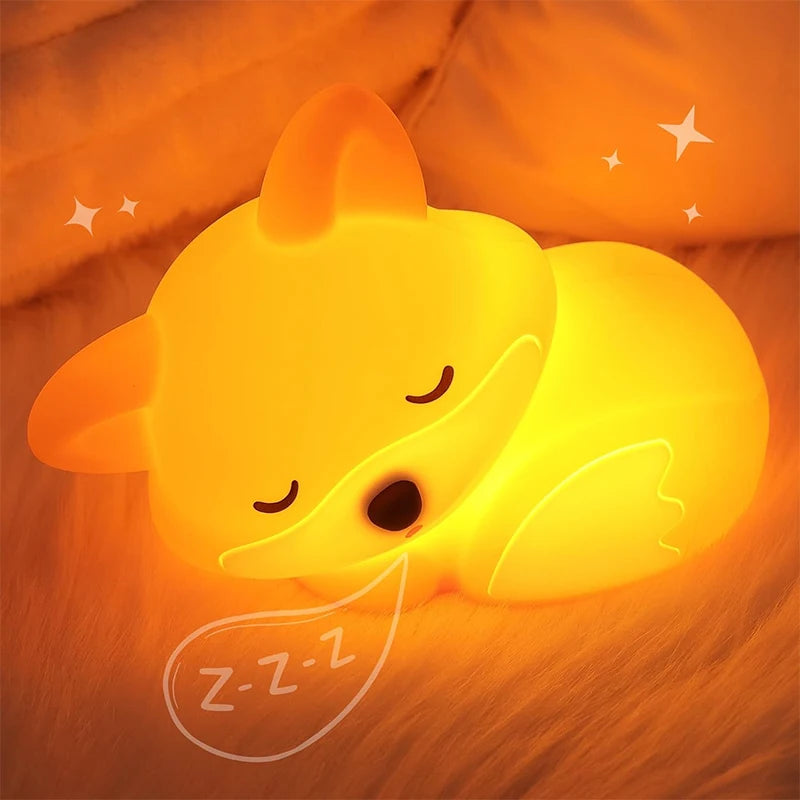 Fox Night Light, Squishy Silicone Lamp