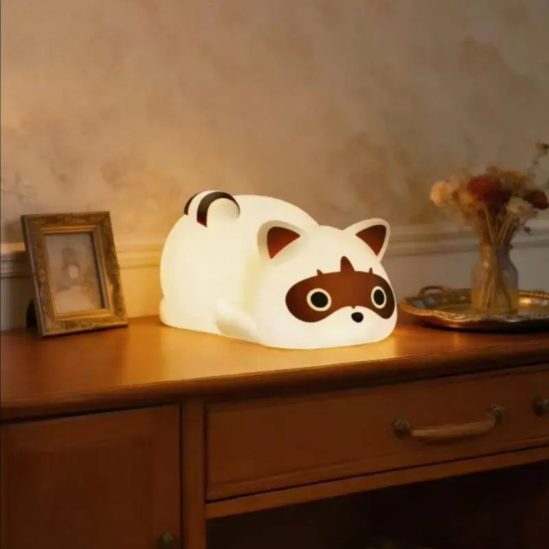 soft silicone raccoon light night