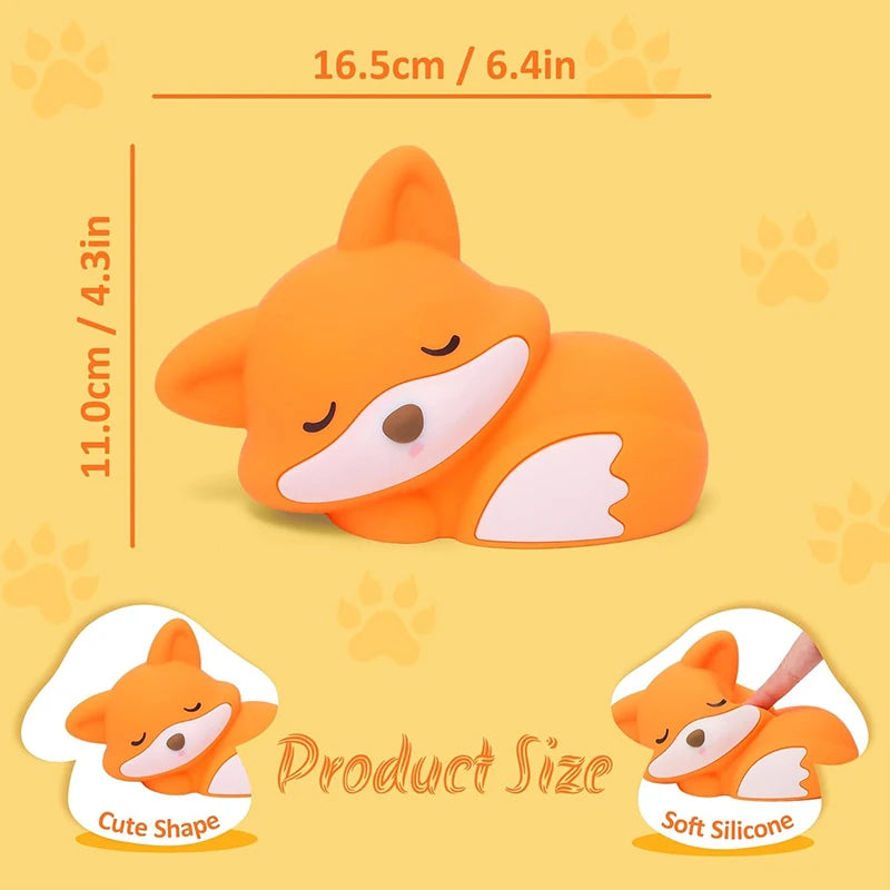 Fox Night Light, Squishy Silicone Lamp