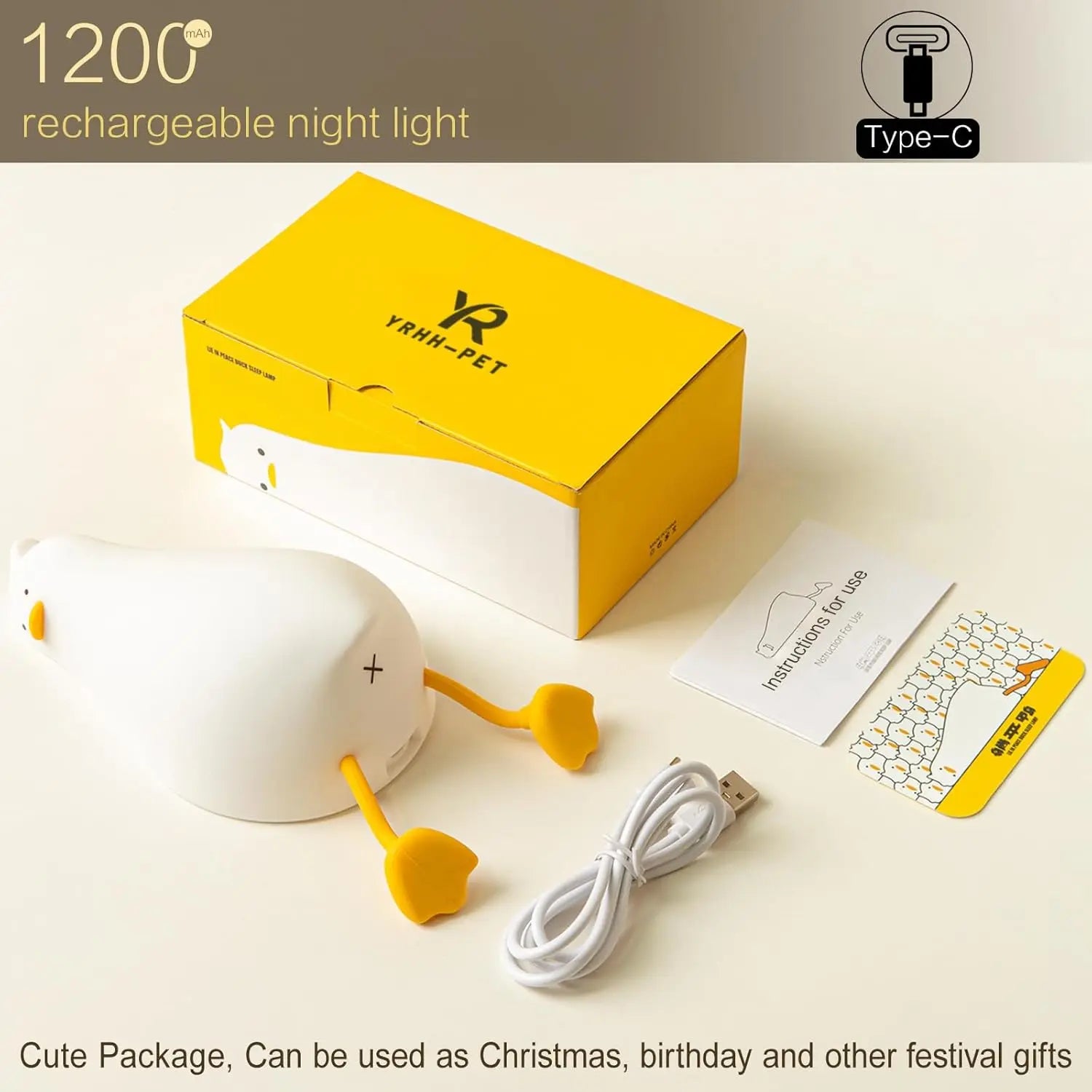 Cute laying  Duckling silicone Lamp