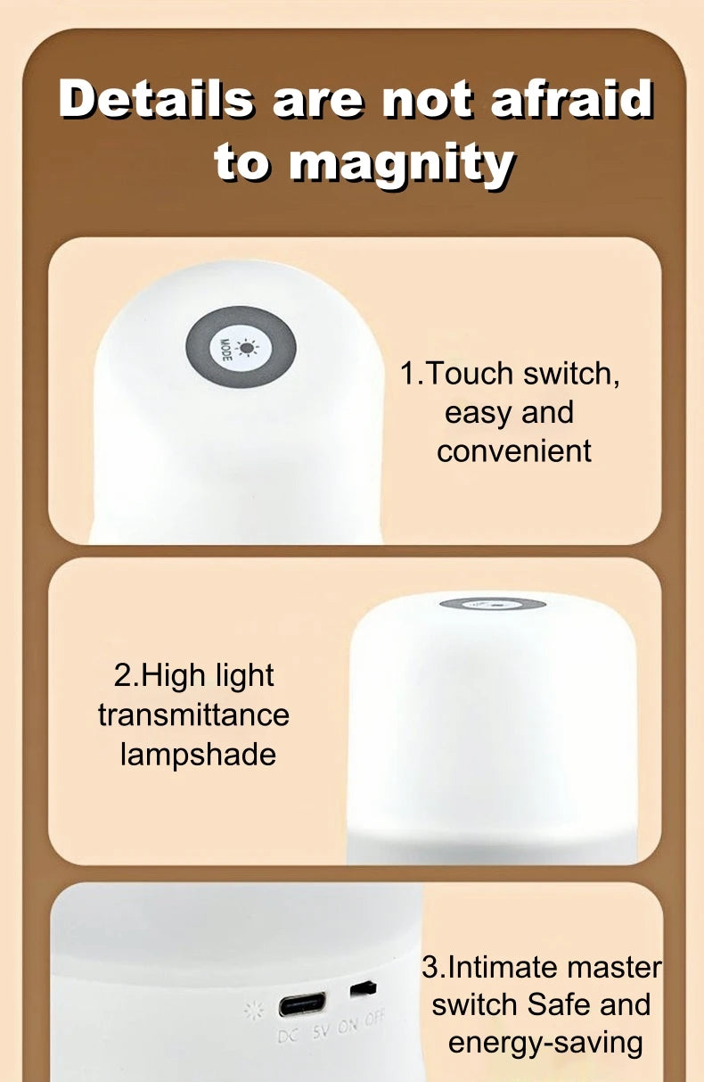 Bedside Led Night Lights Dimmable USB Powered Charging