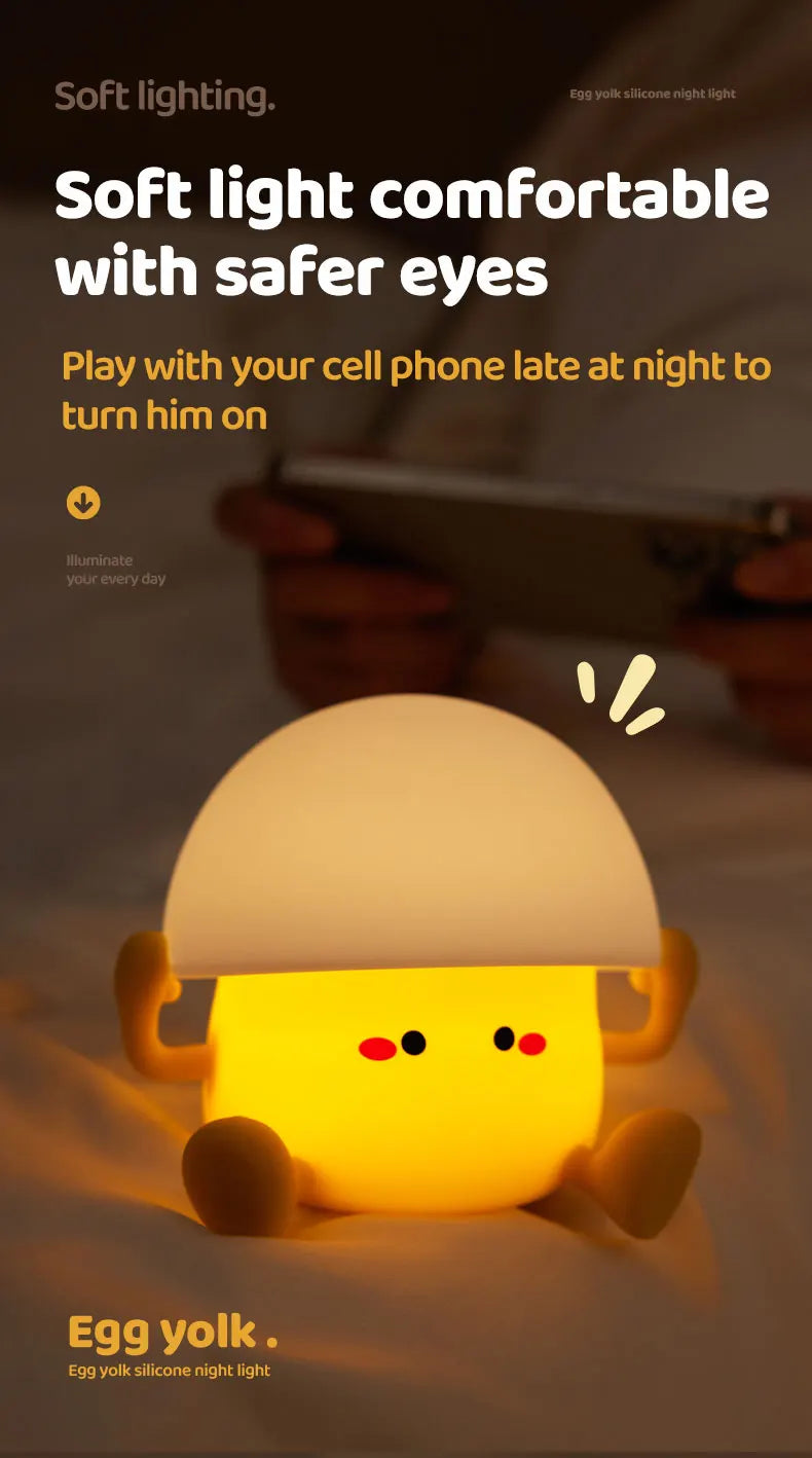 Cute Night Light Egg Yolk Lamp Mushroom Lamp