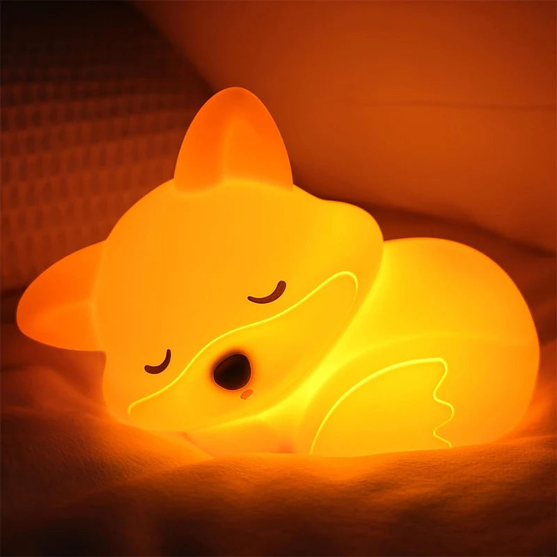 Fox Night Light, Squishy Silicone Lamp