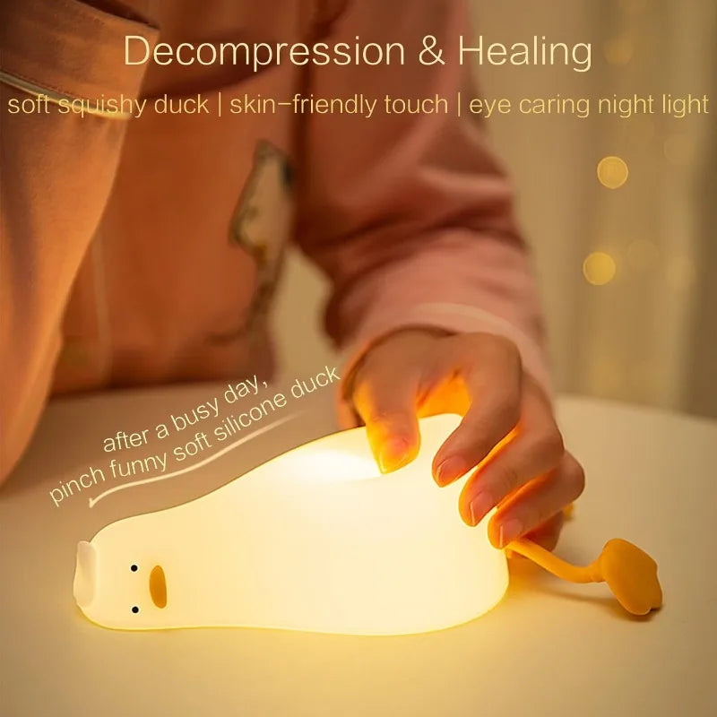 Cute laying  Duckling silicone Lamp
